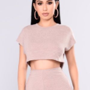 Pink cropped Fashion Nova shirt